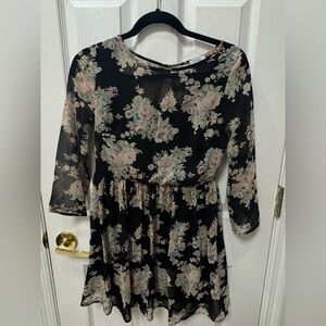 Tobi Black Dress with Floral Accents